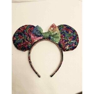 Rainbow Sequined Minnie Mouse Ears Headband